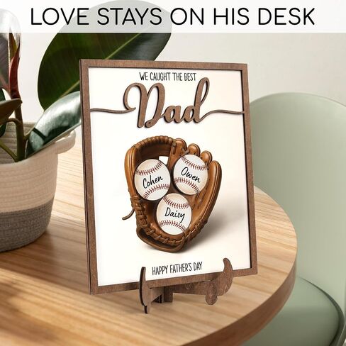 Personalized We Caught The Best Dad Gifts, Custom Gift for Dad Who Love Baseball, Baseball Dad Gifts for Father’s Day Decorations, 2-Layered Wooden Plaque, Dad Wooden Sign in Saudi Arabia