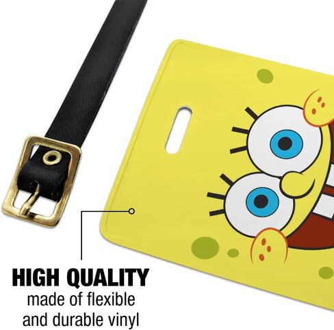 SpongeBob Goofy Smile Face Luggage ID Tags Suitcase Carry-On Cards - Set of 2 in Kuwait
