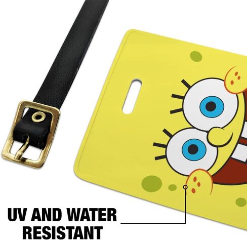 SpongeBob Goofy Smile Face Luggage ID Tags Suitcase Carry-On Cards - Set of 2 in Kuwait