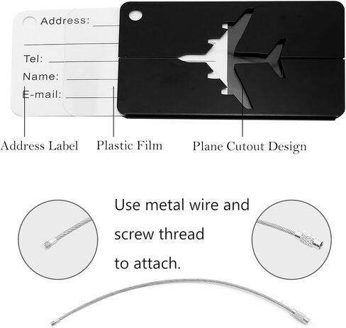 Quacc 5 PCS Metal Luggage Tags with Steel Loop, Aluminium Alloy Travel Secure Luggage Labels Suitcase Tag with Waterproof Name ID Card for Bag, Backpack, Suitcase, Case (5 Colors) in Kuwait