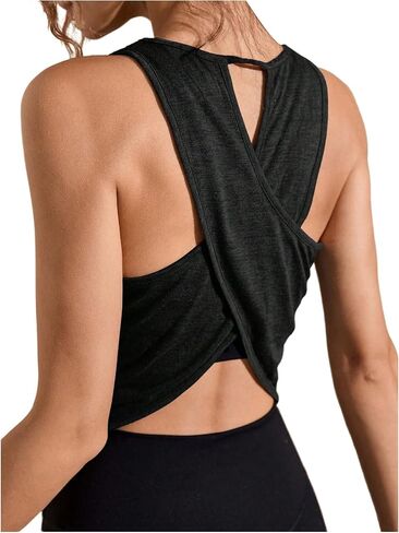 SOLY HUX Women's Workout Tank Tops Criss Cross Wrap Open Back Sleeveless Athletic Shirts Sports Yoga Gym Top in Kuwait