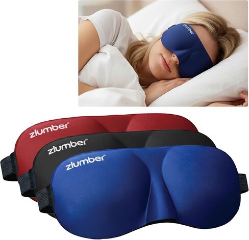 ZLUMBER Eyemasks for Sleeping 3 Pack - Eye Sleep Mask & Blindfold for Sleeping Men Women, 100% Blackout 3D Contoured Face Mask Sleep, Night Masks for Sleeping Men Side Sleepers, Adjustable in Saudi Arabia