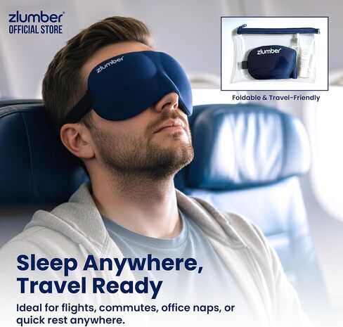 ZLUMBER Eyemasks for Sleeping 3 Pack - Eye Sleep Mask & Blindfold for Sleeping Men Women, 100% Blackout 3D Contoured Face Mask Sleep, Night Masks for Sleeping Men Side Sleepers, Adjustable in Saudi Arabia