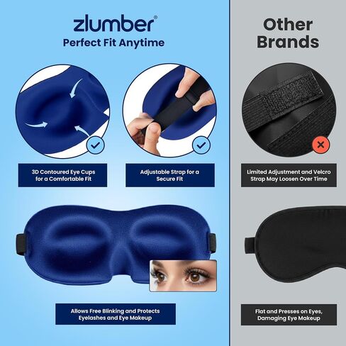 ZLUMBER Eyemasks for Sleeping 3 Pack - Eye Sleep Mask & Blindfold for Sleeping Men Women, 100% Blackout 3D Contoured Face Mask Sleep, Night Masks for Sleeping Men Side Sleepers, Adjustable in Saudi Arabia