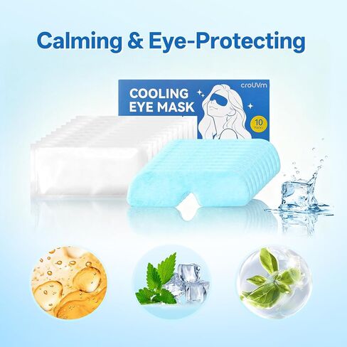 Hydrogel Self Cooling Compress Eye Pads, Cold Eye Masks for Puffy Eyes, Self Cooling Eye Compress for Fast Relief, 10 Single-Pack Gel Ice Eye Patches, Travel Ready, Soothes Eye Fatigue in Saudi Arabia