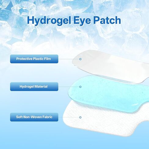 Hydrogel Self Cooling Compress Eye Pads, Cold Eye Masks for Puffy Eyes, Self Cooling Eye Compress for Fast Relief, 10 Single-Pack Gel Ice Eye Patches, Travel Ready, Soothes Eye Fatigue in Saudi Arabia