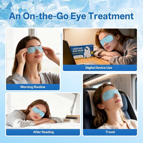 Hydrogel Self Cooling Compress Eye Pads, Cold Eye Masks for Puffy Eyes, Self Cooling Eye Compress for Fast Relief, 10 Single-Pack Gel Ice Eye Patches, Travel Ready, Soothes Eye Fatigue in Saudi Arabia
