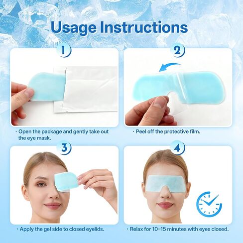 Hydrogel Self Cooling Compress Eye Pads, Cold Eye Masks for Puffy Eyes, Self Cooling Eye Compress for Fast Relief, 10 Single-Pack Gel Ice Eye Patches, Travel Ready, Soothes Eye Fatigue in Saudi Arabia