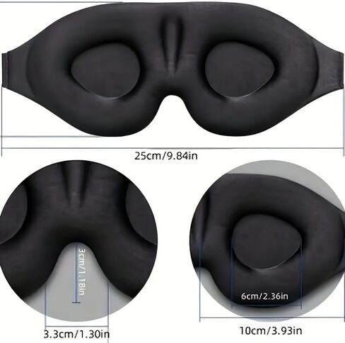 Black 3D Contoured Sleep Eye Mask, Concave Molded Night Sleep Mask, 100% Light Blocking, Soft Comfortable Eye Cover for Men and Women, Ideal for Travel, Naps, Yoga and Night Sleep in Kuwait
