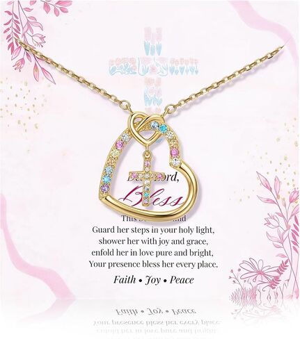 Krfy S925 Sterling Silver Necklace for Girls Women Hypoallergenic, Dainty 16K Gold Plated Silver Colorful Cross Pearl Heart Pendant Necklace, Cute Necklaces Happy Birthday Gifts Faith Jewelry for Her in Saudi Arabia