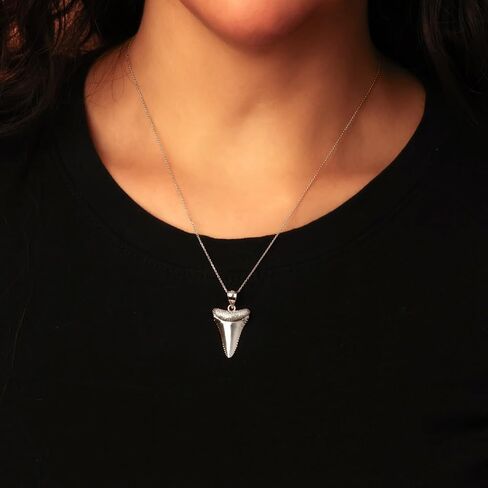 Claddagh Gold Bold .925 Sterling Silver Shark Tooth Necklace | Choice of Pendant Only or Chain Length in Saudi Arabia
