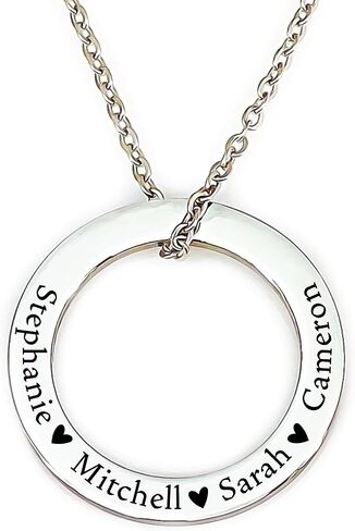 Jenna Ring Necklace Necklace Kids Names Personalized Necklace Washer Necklace Mom Gift Mother's Day Gift Personalized Kid Name Gift for Her Personalized Jewelry JENNA-RING in Saudi Arabia