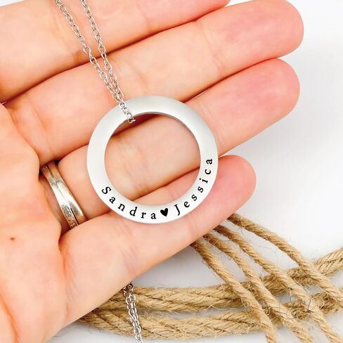 Jenna Ring Necklace Necklace Kids Names Personalized Necklace Washer Necklace Mom Gift Mother's Day Gift Personalized Kid Name Gift for Her Personalized Jewelry JENNA-RING in Saudi Arabia
