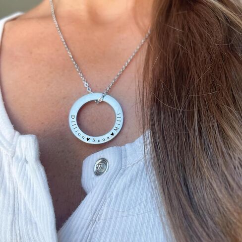 Jenna Ring Necklace Necklace Kids Names Personalized Necklace Washer Necklace Mom Gift Mother's Day Gift Personalized Kid Name Gift for Her Personalized Jewelry JENNA-RING in Saudi Arabia