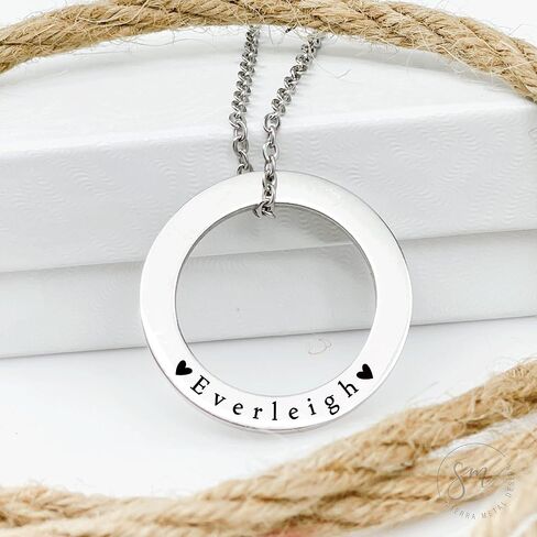 Jenna Ring Necklace Necklace Kids Names Personalized Necklace Washer Necklace Mom Gift Mother's Day Gift Personalized Kid Name Gift for Her Personalized Jewelry JENNA-RING in Saudi Arabia