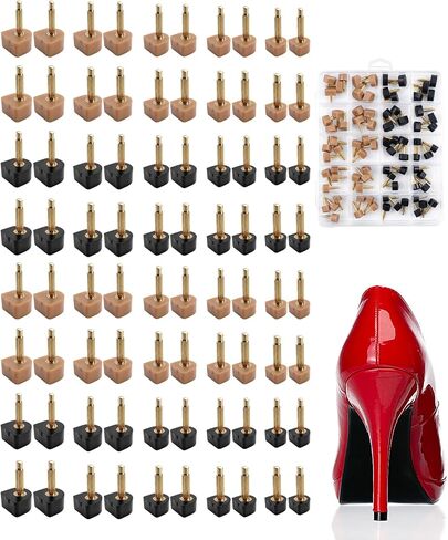 40 Pairs High Heel Tips Replacement, U Cap Style 5 Sizes (8/9/10/11/12mm), 2 Diameters (2.4mm/3mm) Metal Core, Durable Non-Slip Heel Caps, Quiet & Quick DIY Installation in Saudi Arabia