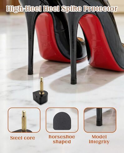 40 Pairs High Heel Tips Replacement, U Cap Style 5 Sizes (8/9/10/11/12mm), 2 Diameters (2.4mm/3mm) Metal Core, Durable Non-Slip Heel Caps, Quiet & Quick DIY Installation in Saudi Arabia
