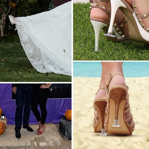 24 Pairs Clear High Heel Protectors for Grass Set, 18 Pairs 3 Size Heel Stoppers for Walking on Grass Wedding Shoes and Uneven Floor with 6 Pairs Heel Grips Pad, Heel Covers for High Heel Shoes in Saudi Arabia