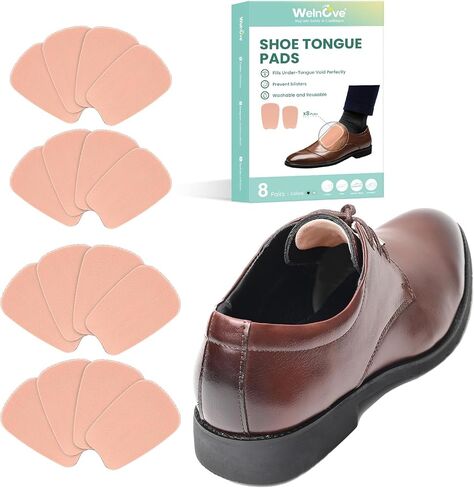 Welnove Tongue Pads Inserts for Shoes - Tow Size in One Pack - 8 Pcs Shoe Padding Cushion Soft Self Adhesive Inserts Filler for Boots, Leather Shoes, Dress Shoes, Loafers - Size S & L in Saudi Arabia
