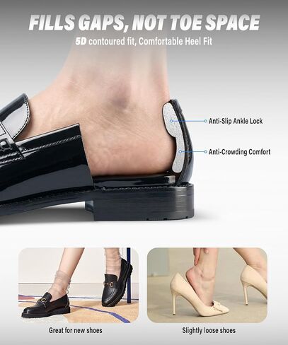 Heel Grips for Shoes Too Big, Non Slip Heel Cushion Inserts with Silicone Grip Dots to Prevent Blisters, Soft Shoe Pads for Men & Women, 8-Pack Black for Sneakers, Loafers, Boots & Heels in Saudi Arabia
