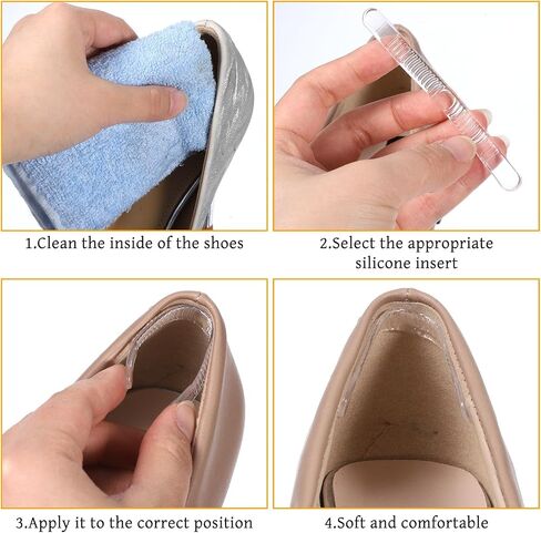 46 Pcs Silicone Heel Grips, Gel Protector Strips Anti Slip Self-Adhesive Heel Grips Silicone Shoes Heels Grip Transparent for Womens High Heels Men Shoes Sports Sneakers in Saudi Arabia
