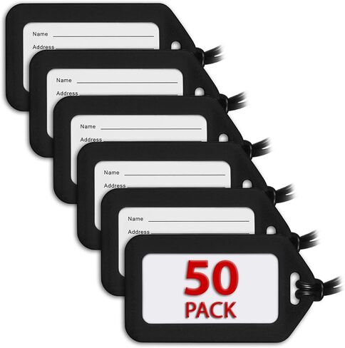 Mifflin-USA - Luggage Tags - Black, 50 PK - Bag Tag for Baggage - Suitcase Accessory Bulk in Saudi Arabia