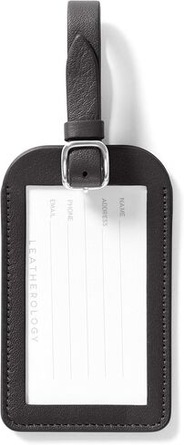 Leatherology Black Onyx Standard Luggage Tag – Travel ID Tag with Adjustable Strap & ID Card – Fits Business Cards – Durable Suitcase Label for Men & Women in Saudi Arabia