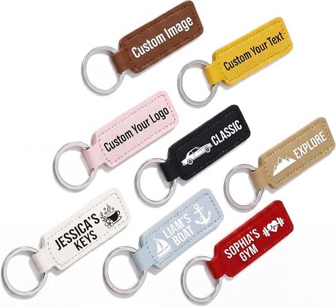 1-1000Pcs Personalized Leather Keychain Bulk, Custom Leather Key Chain Ring - Printing Name/Logo for Men/Women in Saudi Arabia