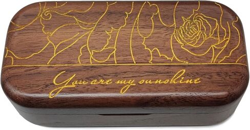 You are My Sunshine Music Box Solid Wood Vintage Laser Carving Jewelry Musical Boxs (Walnut Wood) in Saudi Arabia