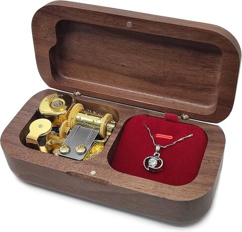 You are My Sunshine Music Box Solid Wood Vintage Laser Carving Jewelry Musical Boxs (Walnut Wood) in Saudi Arabia