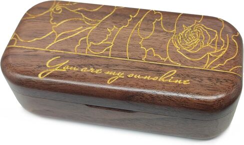 You are My Sunshine Music Box Solid Wood Vintage Laser Carving Jewelry Musical Boxs (Walnut Wood) in Saudi Arabia