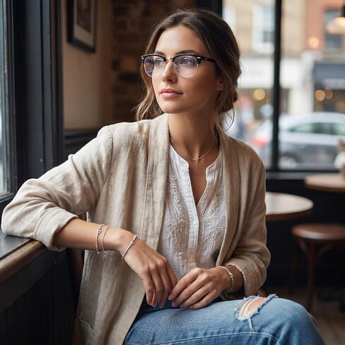 Vintage Half Frame Glasses, Fake Non Prescription Glasses, Cute Fashion Clear Lens Eyeglasses for Women Men in Saudi Arabia