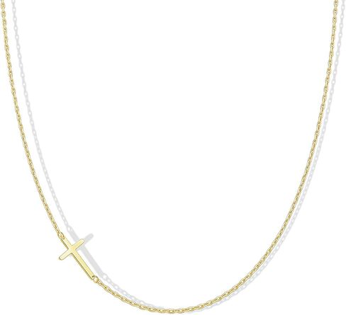 AllenCOCO Sterling Silver Cross Necklace for Women, 14K Gold or Silver Dainty Small Cross Pendant Choker Simple Trendy Cute Cross Charm Chain Easter Baptism Religious Faith Jewelry Gift in Saudi Arabia