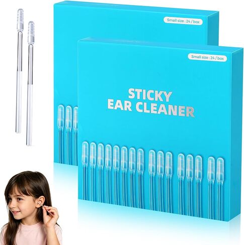 Sticky Ear Cleaning Stick,Reusable Sticky Ear Cleaner Picks,Sticky Ear Swabs,Adhesive Soft Head Swabs, Gentle Soft Ear Care Cleaning Sticks with Dust Cover for All Ages(2 Box) in Kuwait