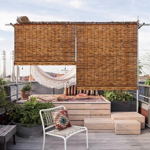Bamboo Roll up Shade,2 Pack Reed Roller Shutters Retro Reed Curtains,47" W x 71" H Bamboo Window Blinds for Outdoor Patio Natural Bamboo Blinds in Saudi Arabia