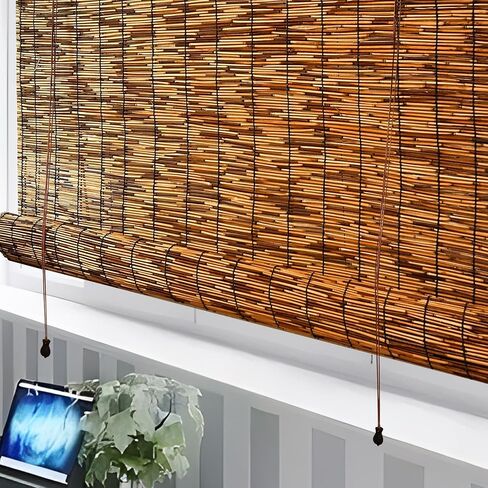 Bamboo Roll up Shade,2 Pack Reed Roller Shutters Retro Reed Curtains,47" W x 71" H Bamboo Window Blinds for Outdoor Patio Natural Bamboo Blinds in Saudi Arabia
