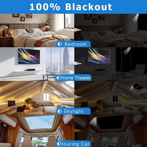 Blackout Window Cover 400x148cm, Portable Blackout Curtains for Bedroom, Temporary Blackout Blinds Window Privacy Film, No Drill Blackout Shades for Media Room Travel Skylight, 30 Hook & Loops, 420D in Saudi Arabia