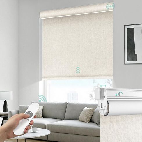 Motorized Blinds with Remote, No Drill Roller Shades for Indoor Windows, 100% Blackout Electric Blinds, Custom Size, Grey in Saudi Arabia