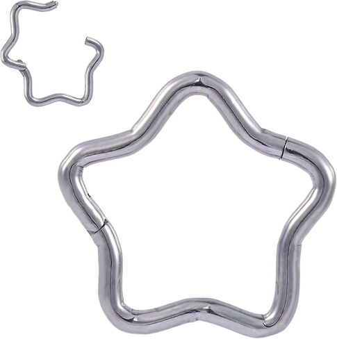 2PCS Titanium Star Segment Ring | 16G Hinged Septum Clicker | Nose Hoop Lip Tragus Helix Daith Cartilage Earring | Implant Grade Body Piercing Jewelry in Saudi Arabia