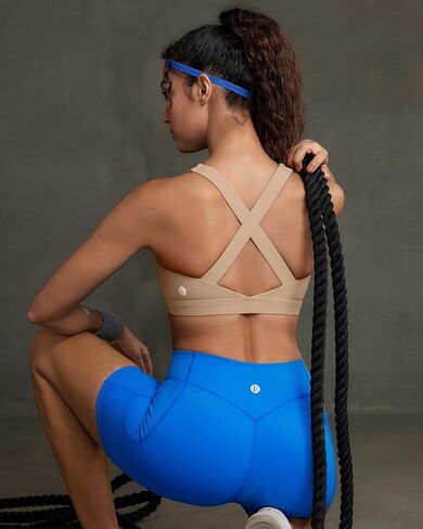 RUNNING GIRL Sports Bra for Women,Strappy Running Supportive High Impact Sports Bra with Sewn in Pads in Kuwait