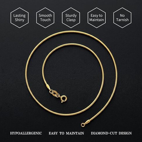 S925 Sterling Silver Chain for Women, 1.5mm Sterling Silver Snake Chain Necklace Thick Sturdy Colourfast Necklaces Jewelry for Women 16/18/20/22 Inch in Saudi Arabia