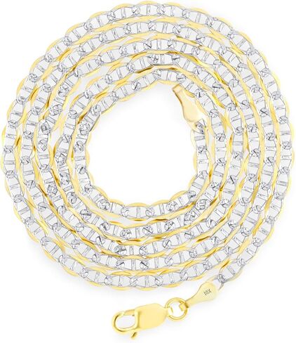 Nuragold 10k الذهب الأصفر الحقيقي الصلبة مارينر 3 مم سلسلة مرساة تمهيد قطع الماس (16 "-30") مجوهرات إيطالية بدرجتين للرجال والنساء in Kuwait
