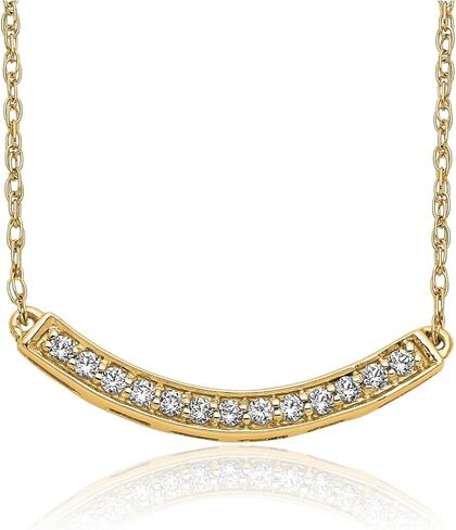 IceCarats 14K الذهب الأصفر الصلب 0.16 قيراط الماس قلادة صغيرة بار 18 مم 3/4 بوصة قطع دائري، طبيعي، مجموعة شوكة لها in Kuwait