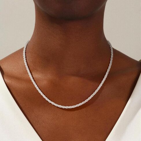 S925 Sterling Silver Chain Necklace for Women - 4.5MM S925 Sterling Silver Sparking Chain Necklace Handmade Jewelry Silver Necklaces for Women 16/18/20/22/24 Inch in Saudi Arabia