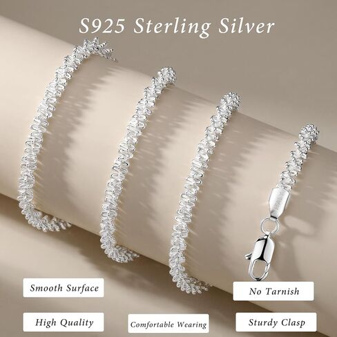 S925 Sterling Silver Chain Necklace for Women - 4.5MM S925 Sterling Silver Sparking Chain Necklace Handmade Jewelry Silver Necklaces for Women 16/18/20/22/24 Inch in Saudi Arabia