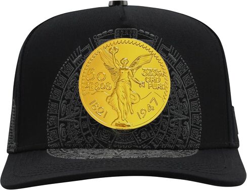 Ferreti Hats FT168 Mexican Centenario de Oro de 50 Pesos Black Hat - Black Baseball Cap for Men & Women - Premium Adjustable Cap, Gorra Negra para Hombre y Mujer in Saudi Arabia