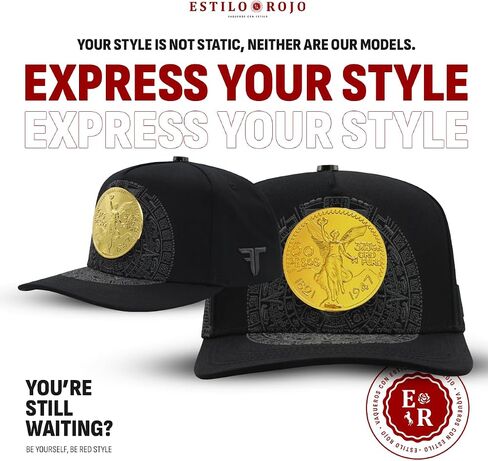 Ferreti Hats FT168 Mexican Centenario de Oro de 50 Pesos Black Hat - Black Baseball Cap for Men & Women - Premium Adjustable Cap, Gorra Negra para Hombre y Mujer in Saudi Arabia