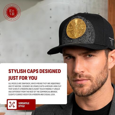 Ferreti Hats FT168 Mexican Centenario de Oro de 50 Pesos Black Hat - Black Baseball Cap for Men & Women - Premium Adjustable Cap, Gorra Negra para Hombre y Mujer in Saudi Arabia