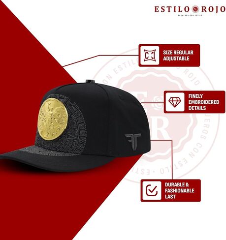 Ferreti Hats FT168 Mexican Centenario de Oro de 50 Pesos Black Hat - Black Baseball Cap for Men & Women - Premium Adjustable Cap, Gorra Negra para Hombre y Mujer in Saudi Arabia