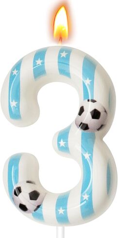 Soccer Themed Birthday Candles, Number Candles for Birthday Party Cake Decoration Supplies (Blue, Number 8) in Saudi Arabia